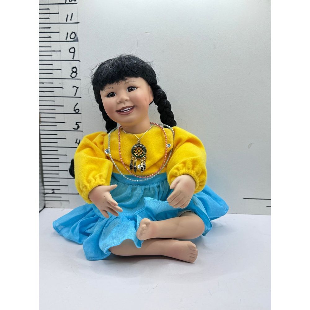 Porcelain Doll Ashton‎ Drake 1993 Indian girl with st josephs indian necklace